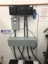 Load image into Gallery viewer, (2) 6KVA 10KVA BBP UPS Running Wired In Parallel N+1 With Connection Sync Box Providing Critical Emergency Backup Power To Facility Plus Voltage Regulation, Frequency Correction, And Power Conditioning To Electrical Sub Panel - Box View
