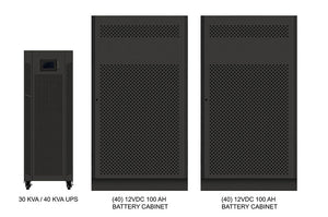 30 kVA / 30 kW Advanced Digital 3 Phase Battery Backup Uninterruptible Power Supply (UPS) And Power Conditioner With 2 External Battery Cabinets