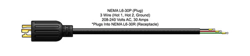 NEMA L6-30P (Plug) Power Cord