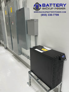 6KVA 10KVA BBP UPS On Unistrut In Facility Providing Backup Power To Electrical Sub Panel - Side