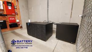 6KVA 10KVA BBP UPS With Extended Backup Time Multiple Day External Battery Packs In Facility Providing Backup Power To Electrical Sub Panel For Critical Life Safety Fire Alarm Equipment UL924