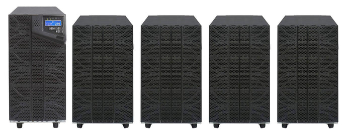 6 kVA / 6,000 Watt N+1 Digital Tower Battery Backup UPS And Power Conditioner With 4 External Battery Packs