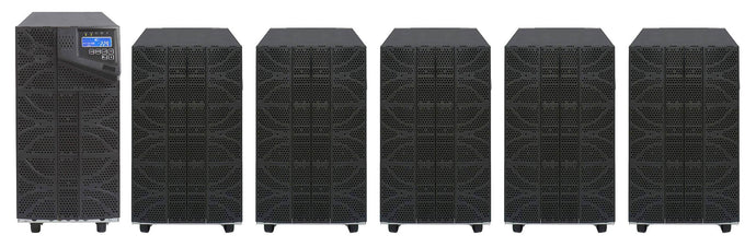 6 kVA / 6,000 Watt N+1 Digital Tower Battery Backup UPS And Power Conditioner With 5 External Battery Packs