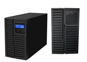 2 kVA / 1,800 Watt DSP Tower UPS (Uninterruptible Power Supply) And Power Conditioner For Sensitive Electronics With 1 External Battery Pack