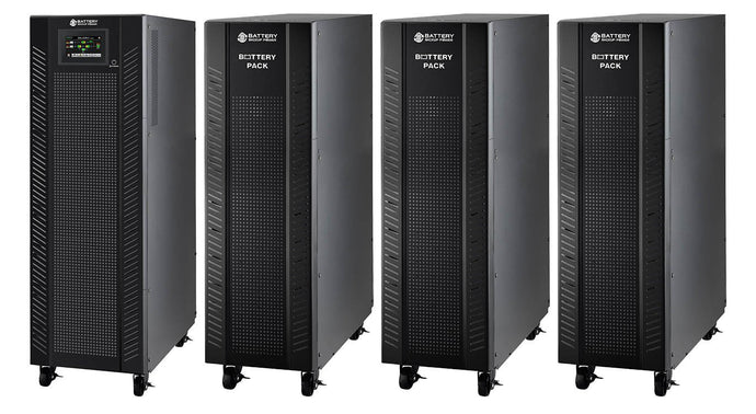 10 kVA / 10 kW Advanced Digital 3 Phase Battery Backup Uninterruptible Power Supply (UPS) And Power Conditioner With 3 External Battery Packs