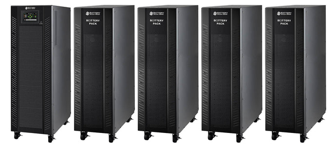 10 kVA / 10 kW Advanced Digital 3 Phase Battery Backup Uninterruptible Power Supply (UPS) And Power Conditioner With 4 External Battery Packs