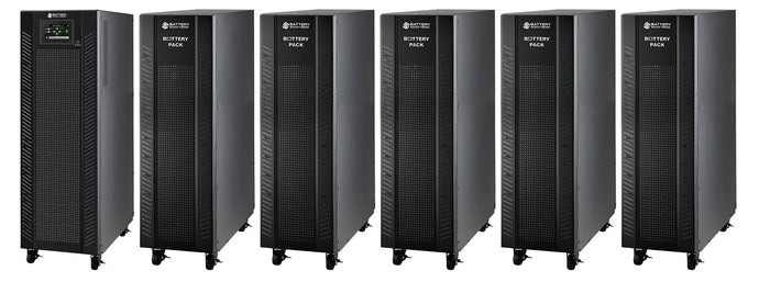 10 kVA / 10 kW Advanced Digital 3 Phase Battery Backup Uninterruptible Power Supply (UPS) And Power Conditioner With 5 External Battery Packs