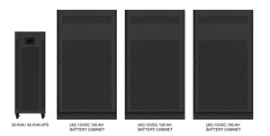 40 kVA / 40 kW Advanced Digital 3 Phase Battery Backup Uninterruptible Power Supply (UPS) And Power Conditioner With 3 External Battery Cabinets