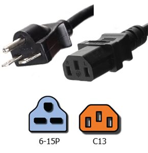 NEMA 6-15P To IEC C13 Plug Adapter